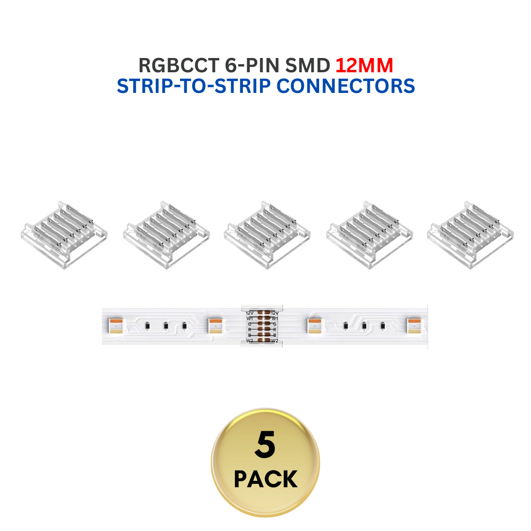 Outdoor Landscape Lighting LED 12V Low Voltage 5-Pack SL 6-Pin Low-Voltage for RGBCCT SMD Dotless Strip Light Connectors 12mm