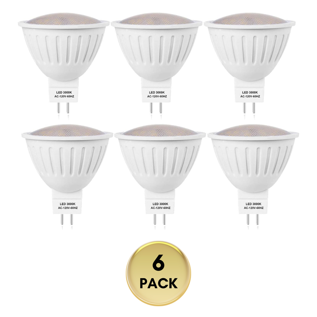 Outdoor Landscape Lighting LED 12V Low Voltage 6-Pack MR16 5W 120V GU5.3 LED Bulbs Dimmable Energy Saving Light 120 Degree Beam Angle Line Voltage 3000K Warm White
