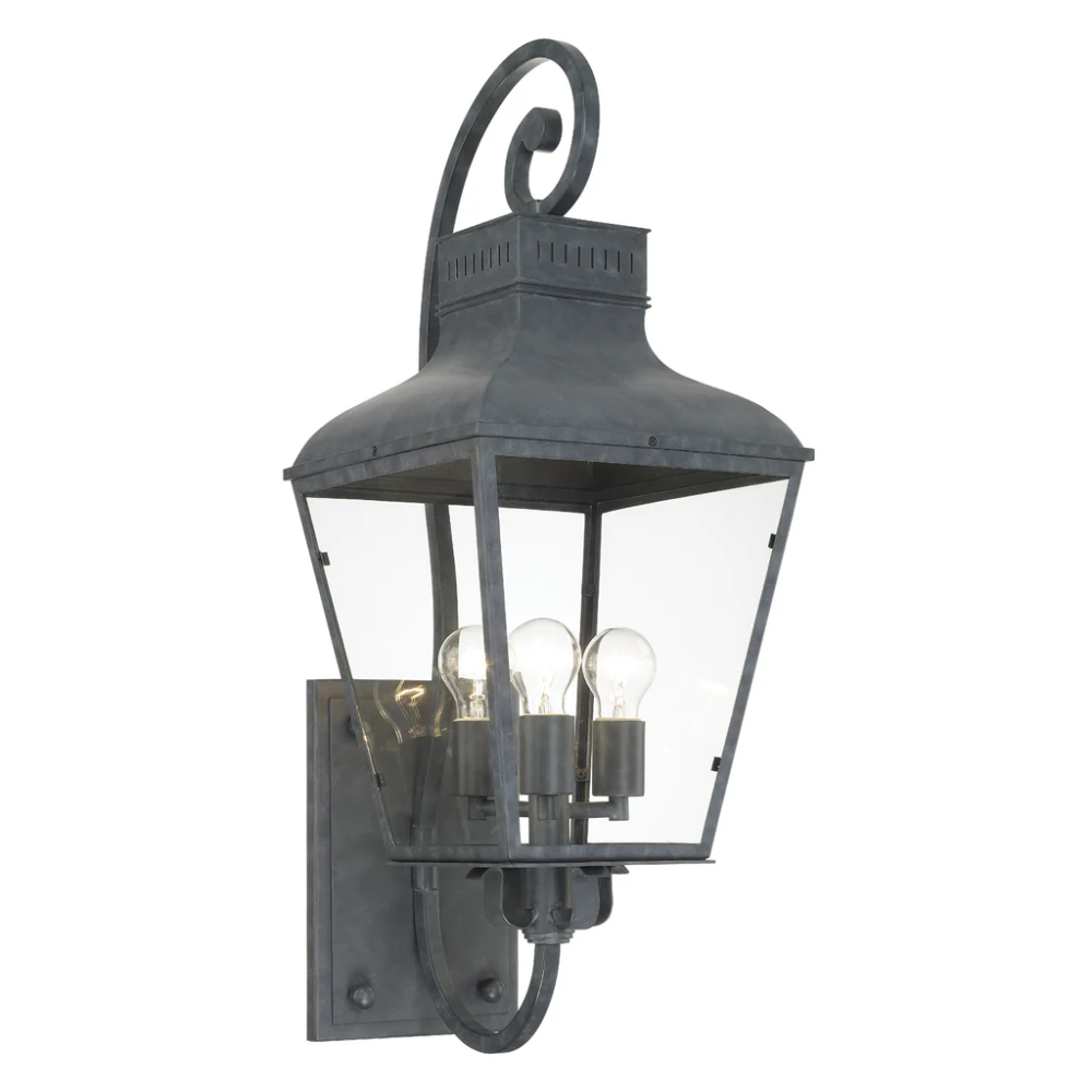 Outdoor Landscape Lighting LED 12V Low Voltage Dumont 3 Light Outdoor Sconce 12"x32.25" Stainless Steel and Clear Glass Graphite Metal Finish 120V 3 E26 Medium Base LED Bulb Socket for Patio, Garden, Exterior Walls