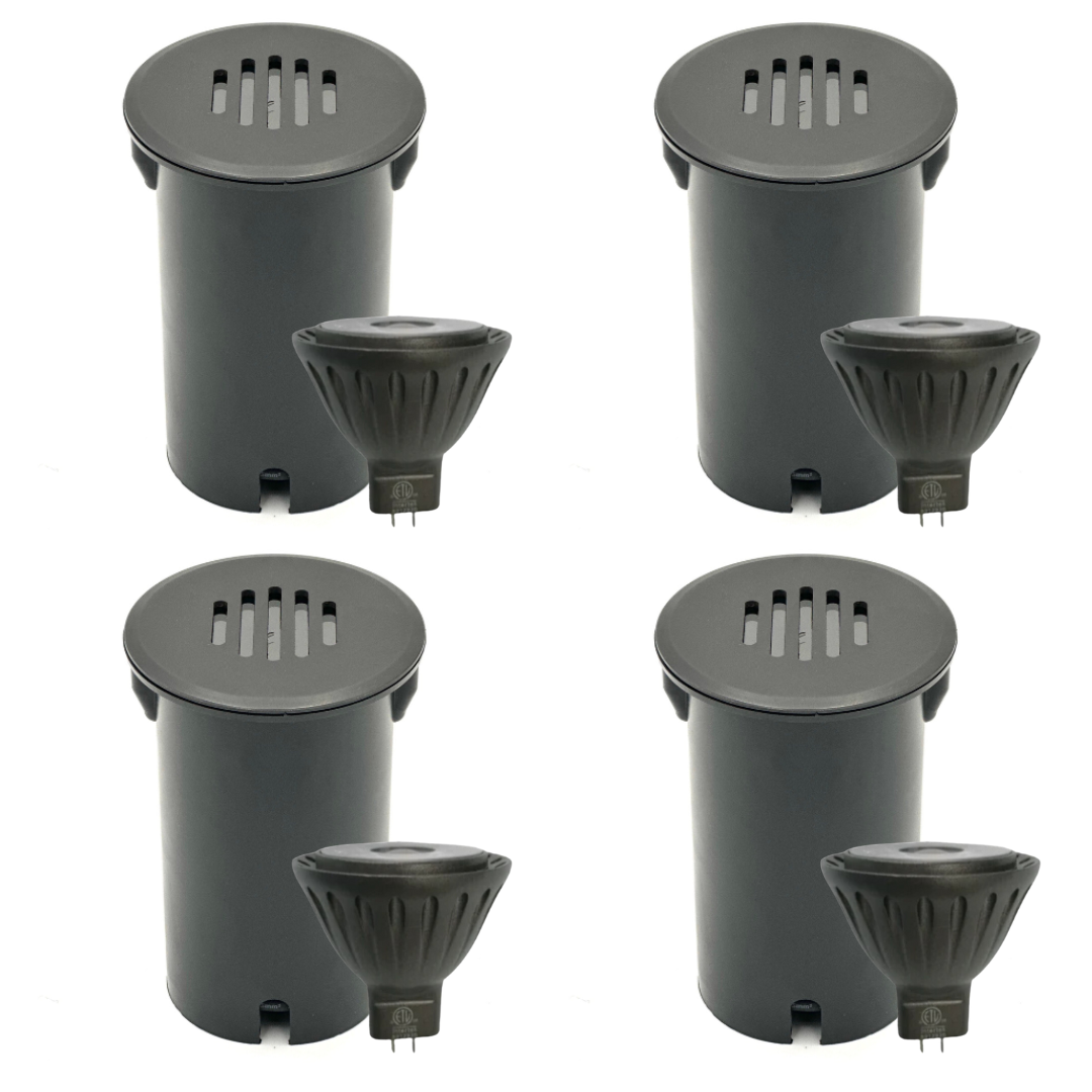 Outdoor Landscape Lighting LED 12V Low Voltage UNBP02 Stelvio Black Cast Brass In-Ground Well Light 4x/8x/12x MR16 4W Dimmable 2700K Low Voltage Landscape Lighting 4 Pack