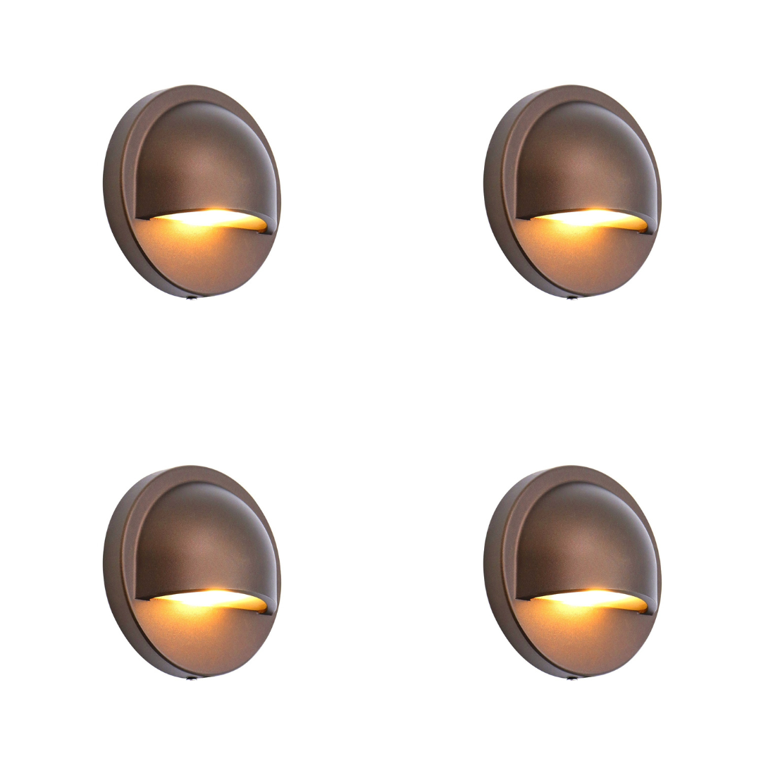Outdoor Landscape Lighting LED 12V Low Voltage IDL02 4x/8x/12x Package Aluminum Round Surface Mount 2700K Warm White Integrated LED Deck Light Low Voltage Landscape Lighting 4 Pack