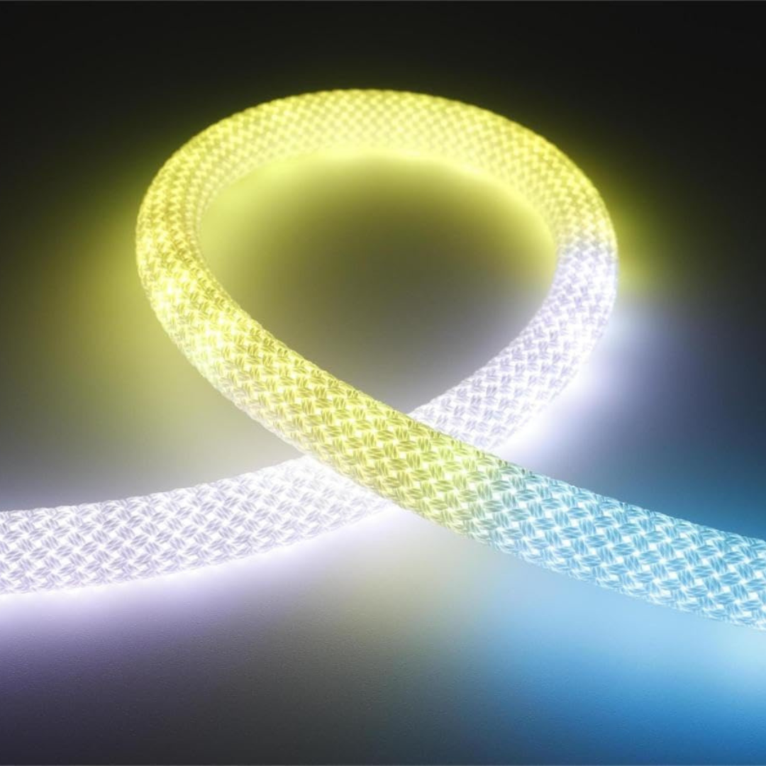 Outdoor Landscape Lighting LED 12V Low Voltage SLNR02 0.95W/ft Dotless Dream Color Nylon Neon RGBIC 20mm LED Strip Light DC 12V IP67 Outdoor Rated Dimmable Low Voltage Rope Light No