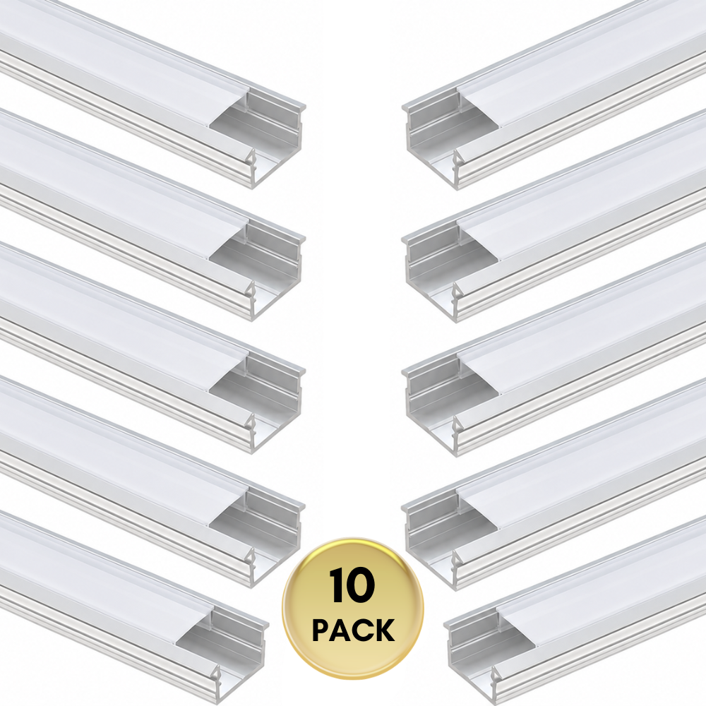 Outdoor Landscape Lighting LED 12V Low Voltage AP44M 8 ft Aluminum Channel Flush Mount 0.70″(W) x 0.31″(H) for LED Strip Lights | 10 Pack Silver