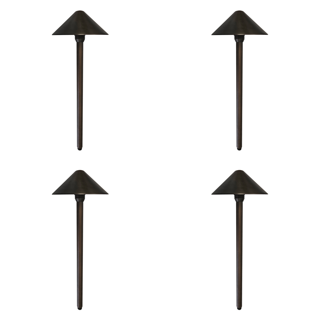 Outdoor Landscape Lighting LED 12V Low Voltage PL81B with G4 3W 3000K 4x/8x/12x Package Solid Brass Mushroom Hat Path Light - Light Bronze Finish Low Voltage Landscape Lighting 4 Pack