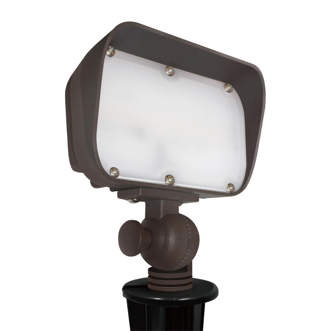 Outdoor Landscape Lighting LED 12V Low Voltage FLAA11 Integrated LED 7W and 12W Aluminum Flood Light with Adjustable Knuckle Mount Low Voltage Outdoor Lighting IP65 12W 3000K 800LM 120°