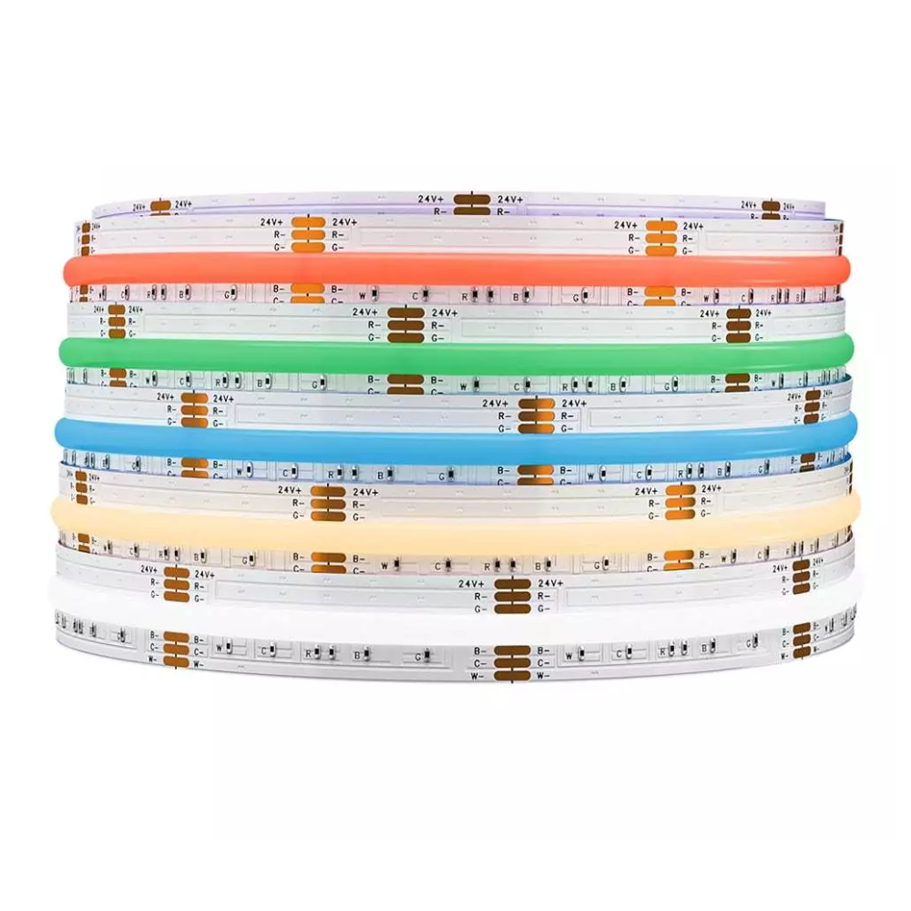 Outdoor Landscape Lighting LED 12V Low Voltage SLD19 Dotless Linear LED RGB+CCT 3000K-6000K COB 3.35W/ft per 12V and 4.77W/ft for 24V Strip Lights IP30/IP66 Low Voltage 12mm DC12V/DC24V Tape Light with Power Adapter Kit Available