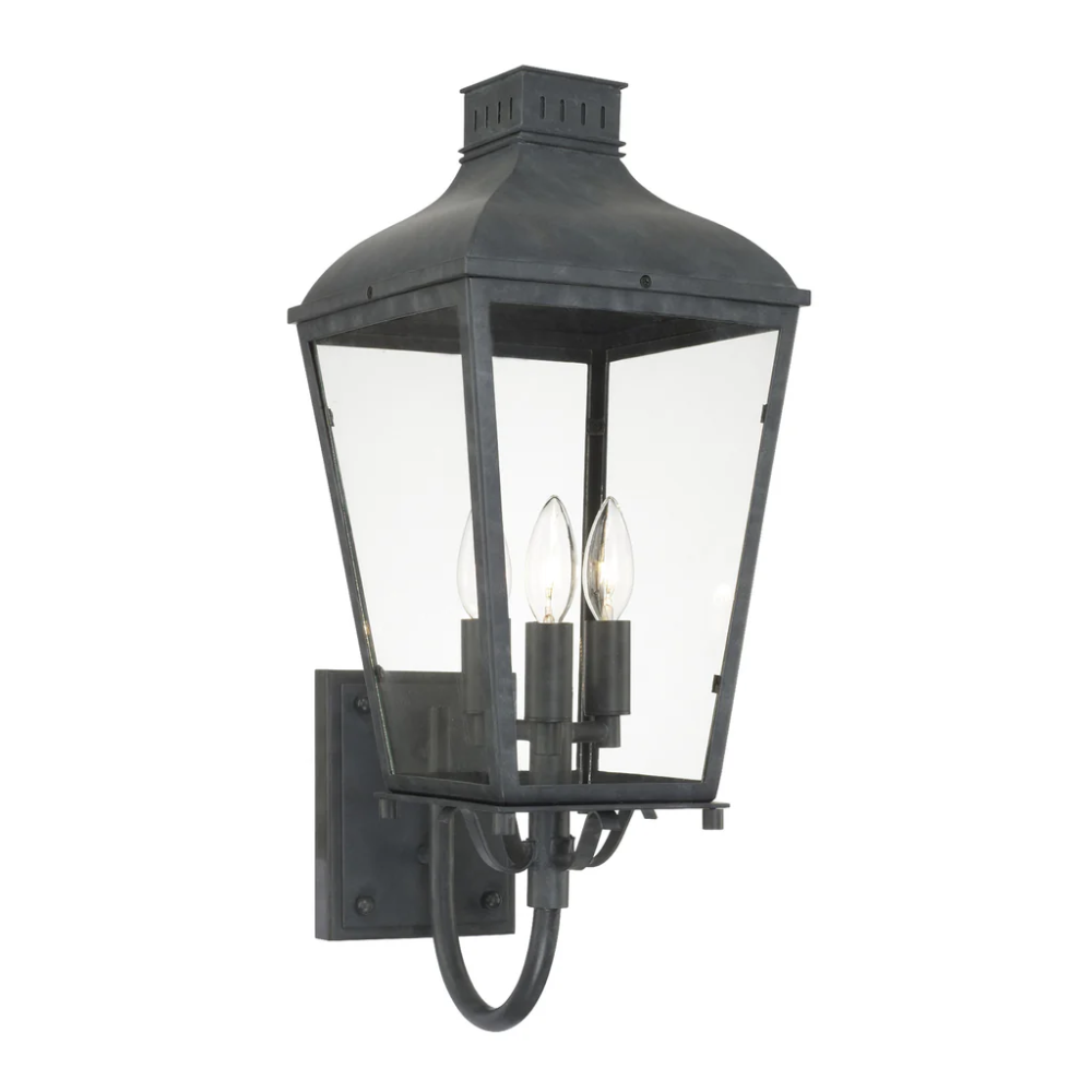 Outdoor Landscape Lighting LED 12V Low Voltage Dumont 3 Light Outdoor Sconce 9.25"x23.5" Stainless Steel and Clear Glass Graphite Metal Finish 120V 3 E12 Candelabra Base LED Bulb Socket for Patio, Garden, Exterior Walls