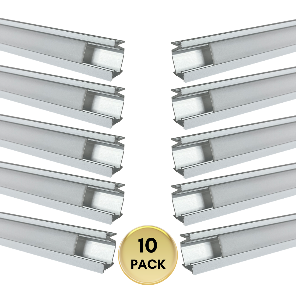 Outdoor Landscape Lighting LED 12V Low Voltage AP42 8 ft Aluminum Channel 0.78″ (W) x .0.45″ (H) for LED Strip Light with Cover and End Caps | 25 Pack Silver