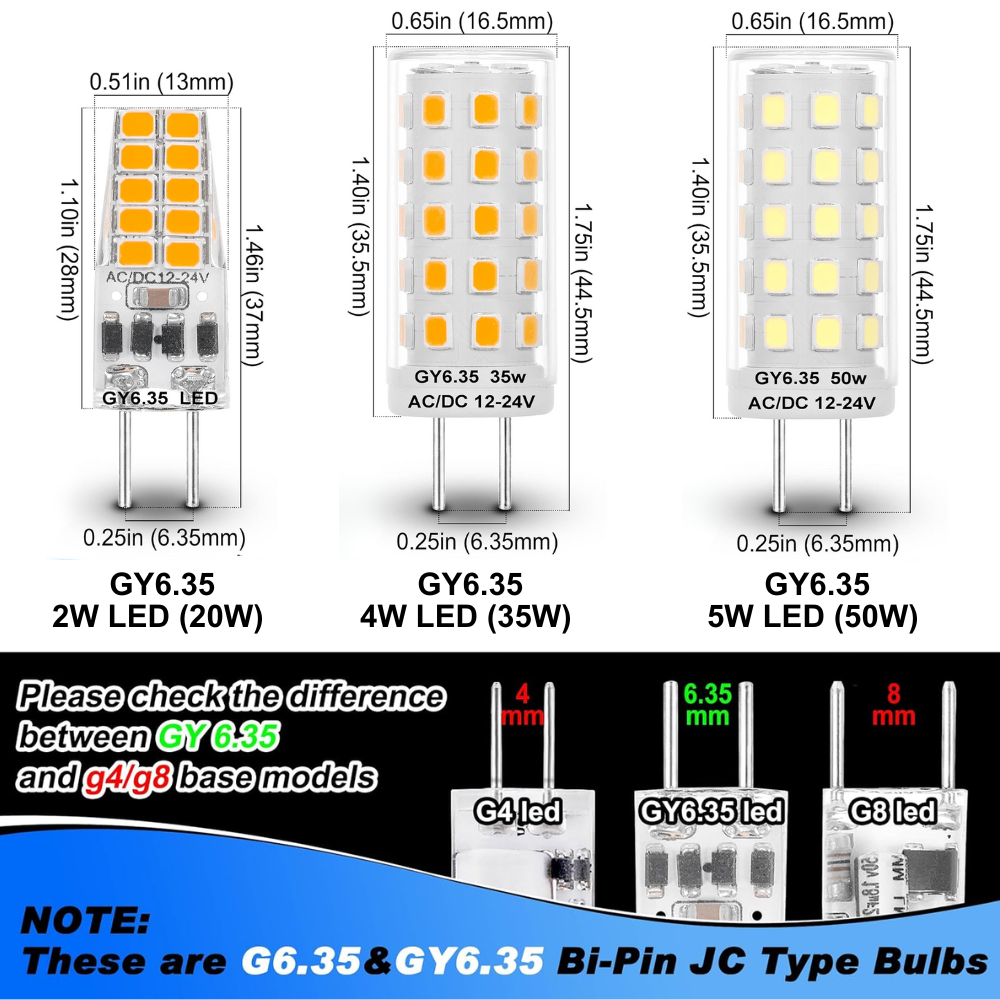 Outdoor Landscape Lighting LED 12V Low Voltage GY6.35 2700K 12V LED Bi-Pin JC Type Light Bulb Package | Landscape Lighting Accessory