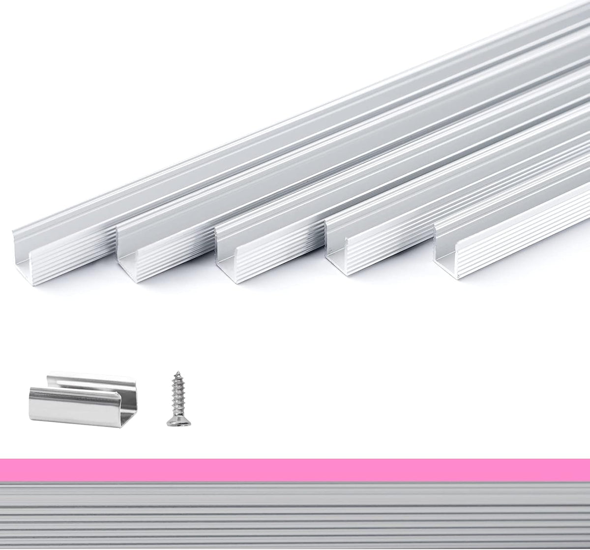 Outdoor Landscape Lighting LED 12V Low Voltage AC01 Aluminum Channel 3.3FT/1M For 6x12mm LED Silicon Neon Strip Lights Package 5 Pack - 3.3ft 1M Each