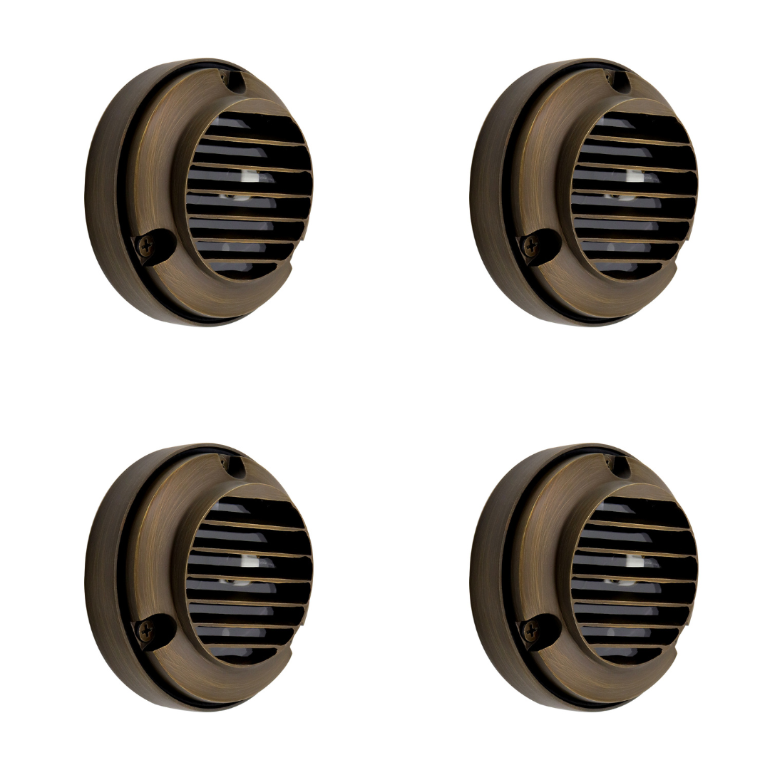 Outdoor Landscape Lighting LED 12V Low Voltage DL02B with G4 3W 2700K 4x/8x/12x Package Solid Brass Round Surface Mount Grilled Deck Light Low Voltage Landscape Lighting 4 Pack
