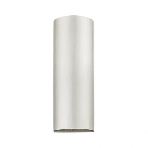 Outdoor Landscape Lighting LED 12V Low Voltage Bond Outdoor 1 E26 Medium Base Light Bulb Socket Outdoor ADA-Compliant Half Cylinder Wall Sconce 5"x14" Stainless Steel with Brushed Nickel Finish 120V for Garden, Interior, Exterior and Patio 22063-91