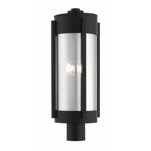 Outdoor Landscape Lighting LED 12V Low Voltage Sheridan Candelabra Base Light Bulb Socket Large Outdoor Post Top Lantern 22" x 8.625" Stainless Steel and Electrical Plated Smoke Glass, Black with Brushed Nickel Candles Finish 120V for Garden, Exterior Post - 22387-04
