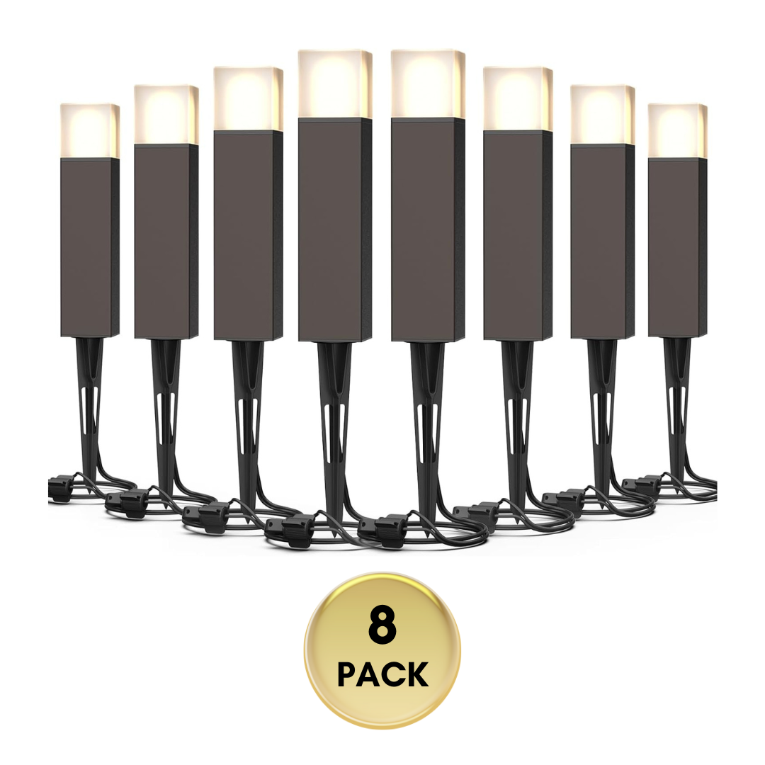 Outdoor Landscape Lighting LED 12V Low Voltage ALP51 8-Pack LED Landscape Pathway Lights Package, 2700K 2W Low Voltage 12V AC Bronze Bollard Outdoor Landscape Lighting
