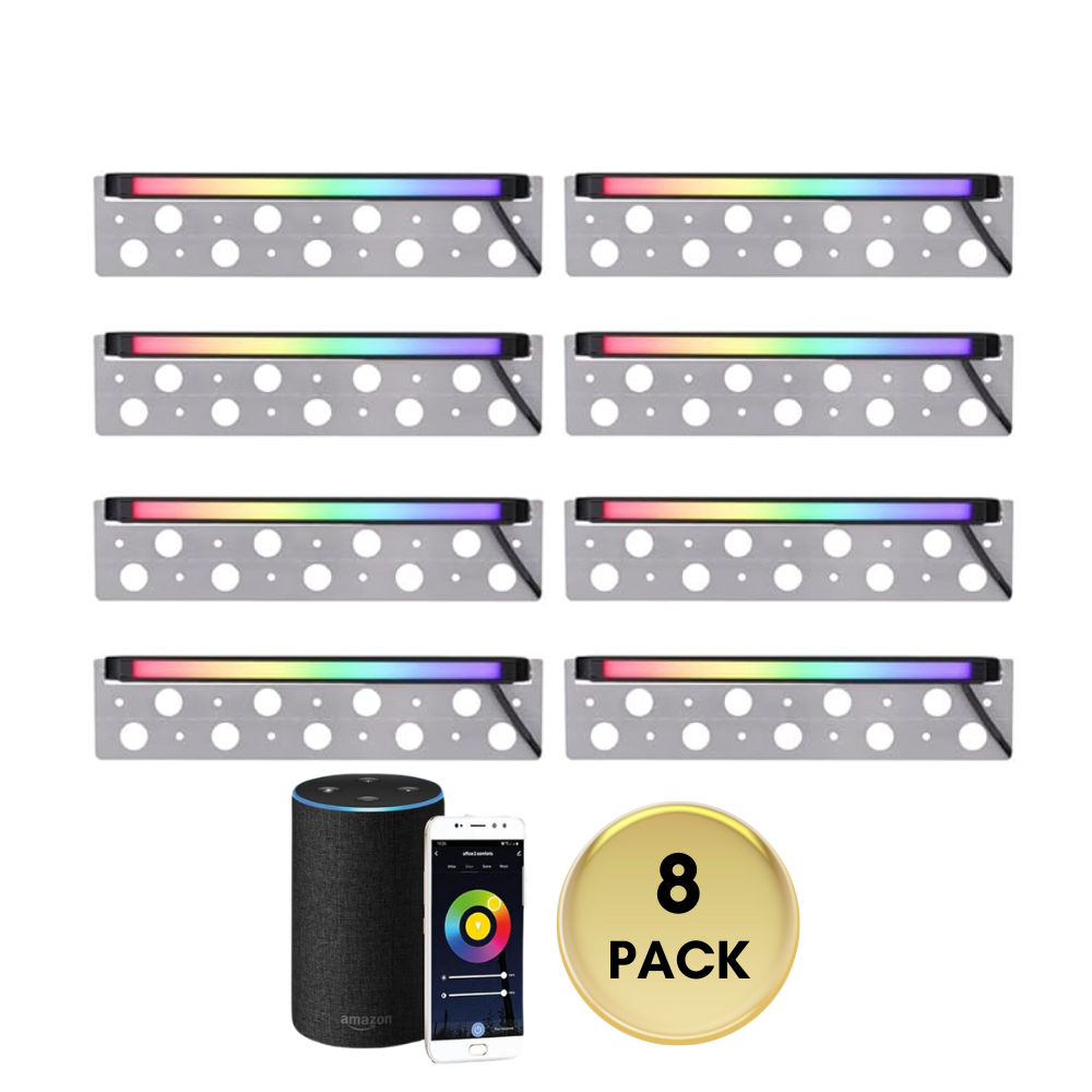 Outdoor Landscape Lighting LED 12V Low Voltage ELRA07 8-Pack 5W 12" Smart RGBCW Color Changing 2700K-6500K Waterproof LED Stairs, Fence, Hardscape Step Light Fixture