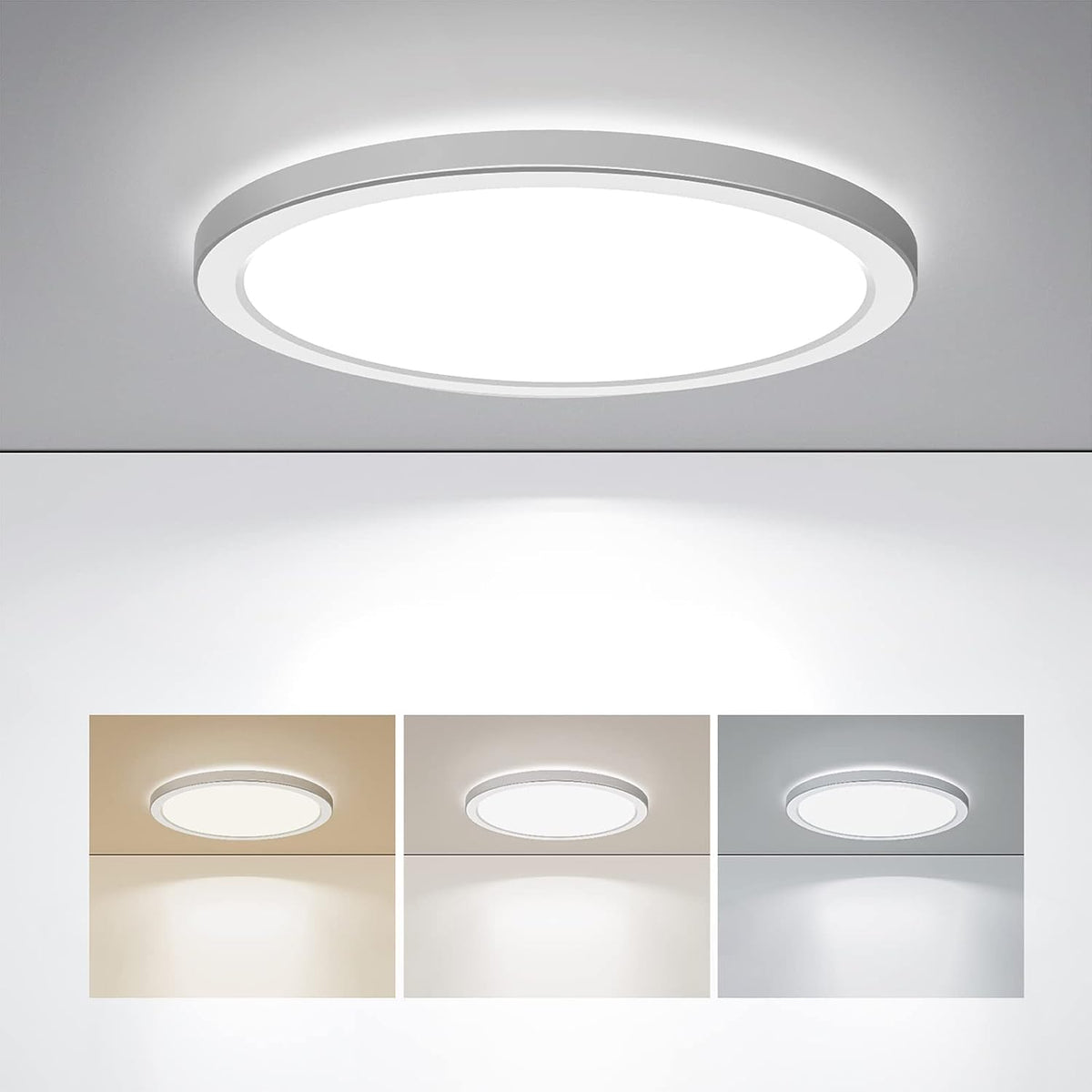 Outdoor Landscape Lighting LED 12V Low Voltage 9" LED Selectable 120V Line Voltage 18W 1800LM 3CCT 3000K/4000K/5000K CRI90 Non-dimmable White Flush Mount Ceiling Light