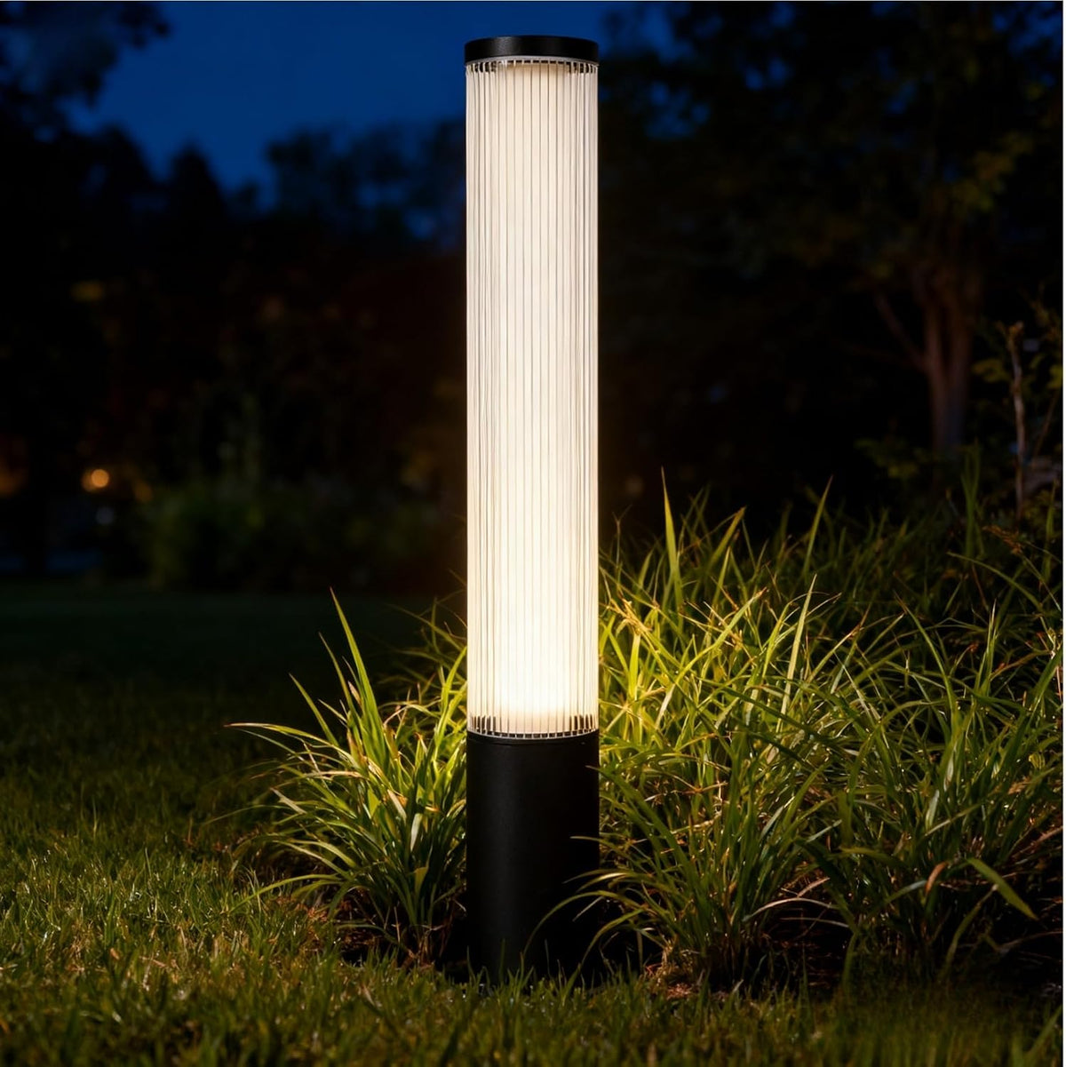 Outdoor Landscape Lighting LED 12V Low Voltage CPLA14 DC12V Low Voltage Integrated 28W 32" LED 3000K Outdoor Aluminum Ribbed Bollard Path Light Bolted Mount Base IP65 Waterproof