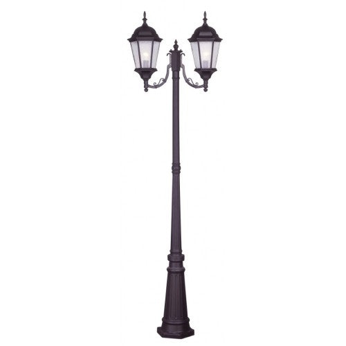 Outdoor Landscape Lighting LED 12V Low Voltage Hamilton Medium Base 2 Light Bulb Socket Outdoor 2 Head Post 24.5" x 9.5" x 86" Cast Aluminum and Clear Water Glass, Bronze Finish 120V for Garden, Exterior Post 7554-07