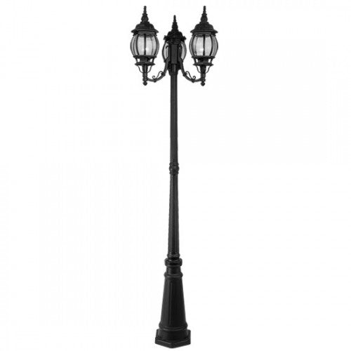 Outdoor Landscape Lighting LED 12V Low Voltage Frontenac Medium Base 3 Light Bulb Socket Outdoor 3 Head Post 84" x 24" Aluminum and Clear Beveled Glass, Textured Black Finish 120V for Garden, Exterior Post - 7710-14