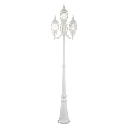 Outdoor Landscape Lighting LED 12V Low Voltage Frontenac Medium Base 4 Light Bulb Socket Outdoor 4 Head Post 93" x 24" Aluminum and Clear Beveled Glass, Textured White Finish 120V for Garden, Exterior Post - 7711-13