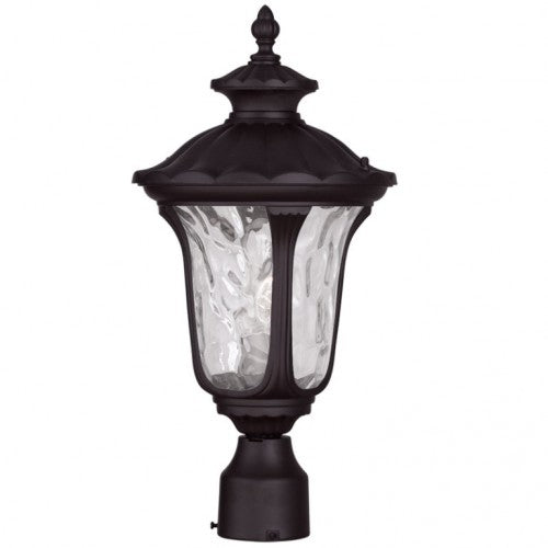 Outdoor Landscape Lighting LED 12V Low Voltage Oxford Medium Base 1 Light Bulb Socket Medium Outdoor Post Top Lantern 19" x 9.5" Cast Aluminum and Clear Water Glass, Bronze Finish 120V for Garden, Exterior Post - 7855-07