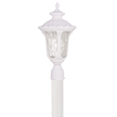 Outdoor Landscape Lighting LED 12V Low Voltage Oxford Medium Base 1 Light Bulb Socket Medium Outdoor Post Top Lantern 19" x 9.5" Aluminum and Hand Blown Clear Water Glass, Textured White Finish 120V for Garden, Exterior Post - 7855-13