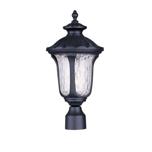 Outdoor Landscape Lighting LED 12V Low Voltage Oxford Medium Base 1 Light Bulb Socket Medium Outdoor Post Top Lantern 19" x 9.5" Aluminum and Hand Blown Clear Water Glass, Textured Black Finish 120V for Garden, Exterior Post - 7855-14