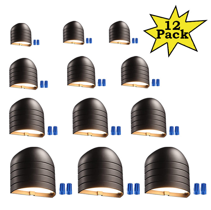 Outdoor Landscape Lighting LED 12V Low Voltage DLA04 12-Pack 5W Low Voltage 5CCT 1800K/2700K/3000K/4000K/5000K Warm White Integrated LED Outdoor Fence Deck Down Lights Package, 12V LED Step Patio Landscape Lights