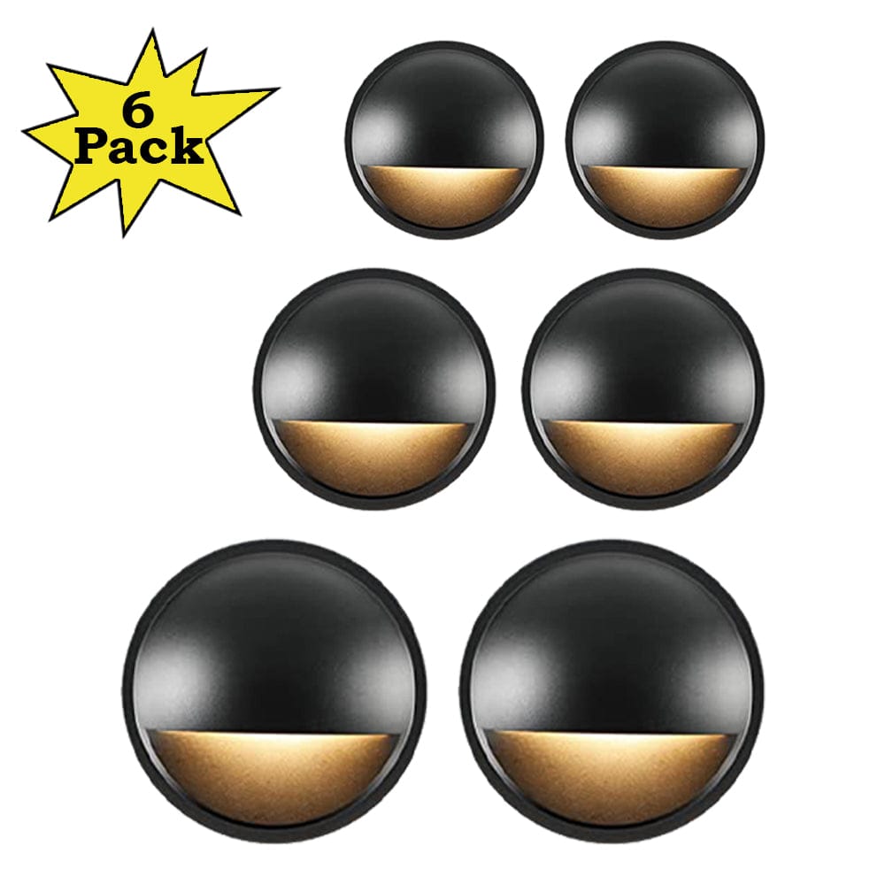 Outdoor Landscape Lighting LED 12V Low Voltage DLA02 6-Pack 2W Low Voltage 2700K Warm White Integrated LED Outdoor Half Moon Deck Lights Package, 12V LED Step Patio Landscape Lights Black