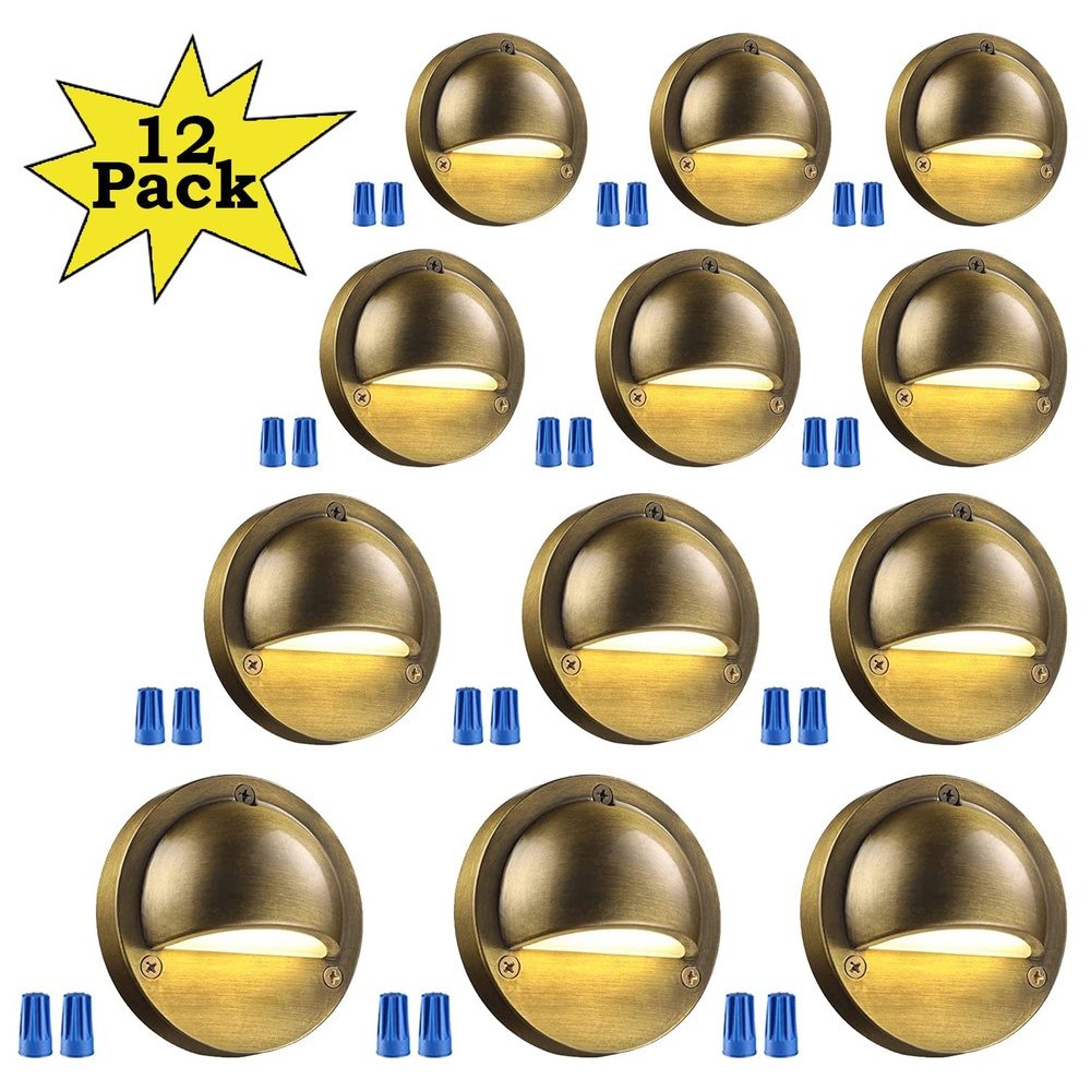 Outdoor Landscape Lighting LED 12V Low Voltage DLA01 12-Pack Bronze 2.5W Low Voltage 3000K Warm White Integrated LED Outdoor Half Moon Aluminum Deck Lights Package, 12V LED Step Fence Landscape Lights