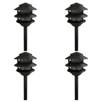 Outdoor Landscape Lighting LED 12V Low Voltage PLB22 4x/8x/12x Package Cast Brass Pagoda LED 12V Low Voltage Pathway Outdoor Lighting Landscape Fixture with G4 3W 3000K Bulb Dark Brass 4 Pack