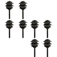Outdoor Landscape Lighting LED 12V Low Voltage PLB22 4x/8x/12x Package Cast Brass Pagoda LED 12V Low Voltage Pathway Outdoor Lighting Landscape Fixture with G4 3W 3000K Bulb Dark Brass 8 Pack