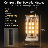 Outdoor Landscape Lighting LED 12V Low Voltage 3W G4 RGBCW 2700K-5000K Smart Bluetooth 12V Low Voltage LED Light Bulbs Package with Remote Dimmable Energy Saving