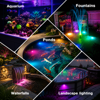 Outdoor Landscape Lighting LED 12V Low Voltage ULBA05 ABS Underwater Landscape 12-24V AC/DC 3W RGB+Warm White Integrated Color-changing Fountain Light Pond Lighting IP68 with Remote Control and Transformer Included