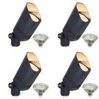Outdoor Landscape Lighting LED 12V Low Voltage SPB03 4x/8x/12x Package 12V Low Voltage LED Outdoor Landscape Cast Brass Spotlight with MR16 5W 3000K Bulb Black Brass 4 Pack