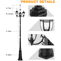 Outdoor Landscape Lighting LED 12V Low Voltage PLH02 Classic Black or White Aluminum 3-Head Post Light 92.5