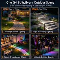 Outdoor Landscape Lighting LED 12V Low Voltage 3W G4 RGBCW 2700K-5000K Smart Bluetooth 12V Low Voltage LED Light Bulbs Package with Remote Dimmable Energy Saving