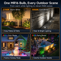 Outdoor Landscape Lighting LED 12V Low Voltage MR16 RGBCW 2700K-5000K Smart Bluetooth 5W 12V Low Voltage LED Bulbs 45° Dimmable Energy Saving Waterproof Light with Antenna and Remote Control