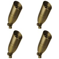 Outdoor Landscape Lighting LED 12V Low Voltage SPB13 4x/8x/12x Package 3W-12W Adjustable Integrated LED 12V Low Voltage Outdoor Landscape Lighting Bullet Style Brass Spotlight Natural Brass 4 Pack