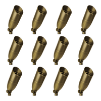 Outdoor Landscape Lighting LED 12V Low Voltage SPB13 4x/8x/12x Package 3W-12W Adjustable Integrated LED 12V Low Voltage Outdoor Landscape Lighting Bullet Style Brass Spotlight Natural Brass 12 Pack