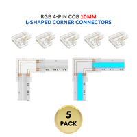 Outdoor Landscape Lighting LED 12V Low Voltage 5-Pack SLD 4-Pin Low-Voltage for RGB COB Dotless Strip Light Connectors 10mm 10mm 4-Pin L-Shaped Corner Connector