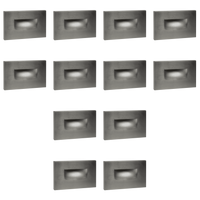 Outdoor Landscape Lighting LED 12V Low Voltage STA07 4x/8x/12x Package 3.5W 12V Low Voltage 3CCT Rectangular Waterproof Horizontal LED Aluminum Stairs Step Light Fixture Silver 12 Pack