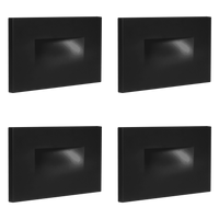 Outdoor Landscape Lighting LED 12V Low Voltage STA07 4x/8x/12x Package 3.5W 12V Low Voltage 3CCT Rectangular Waterproof Horizontal LED Aluminum Stairs Step Light Fixture Black 4 Pack