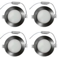 Outdoor Landscape Lighting LED 12V Low Voltage CB04 4x/8x/12x Package 10W 3CCT Round Slim 12V AC/DC LED Panel Puck Light Low Voltage Lighting Fixture Brushed Nickel 4 Pack