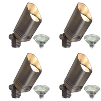 Outdoor Landscape Lighting LED 12V Low Voltage SPB03 4x/8x/12x Package 12V Low Voltage LED Outdoor Landscape Cast Brass Spotlight with MR16 5W 3000K Bulb Natural Brass 4 Pack