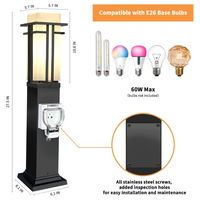 Outdoor Landscape Lighting LED 12V Low Voltage CPLA09 Outdoor Aluminum Post Mounted Lantern Light with 27.5