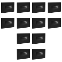 Outdoor Landscape Lighting LED 12V Low Voltage STA07 4x/8x/12x Package 3.5W 12V Low Voltage 3CCT Rectangular Waterproof Horizontal LED Aluminum Stairs Step Light Fixture Black 12 Pack