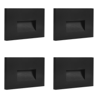 Outdoor Landscape Lighting LED 12V Low Voltage STA08 4x/8x/12x Package 3.5W 12V Low Voltage 3CCT Rectangular Waterproof Horizontal LED Aluminum Stair Step Light Fixture Black 4 Pack