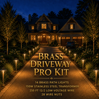 Outdoor Landscape Lighting LED 12V Low Voltage Complete Brass Driveway and Walkway Lighting Kit: Path Lights, Transformer, Wire & All Required Components Pro Kit: (14) PLB02 Path Light