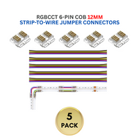 Outdoor Landscape Lighting LED 12V Low Voltage 5-Pack SLD 6-Pin Low-Voltage for RGBCCT COB Dotless Strip Light Connectors 12mm 12mm 6-Pin Strip-to-Wire